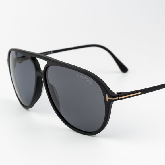 Tom Ford Men Sunglasses Shiny Black Smoke Pilot SAMSON-02 FT0909/S 02D - Picture 4 of 12